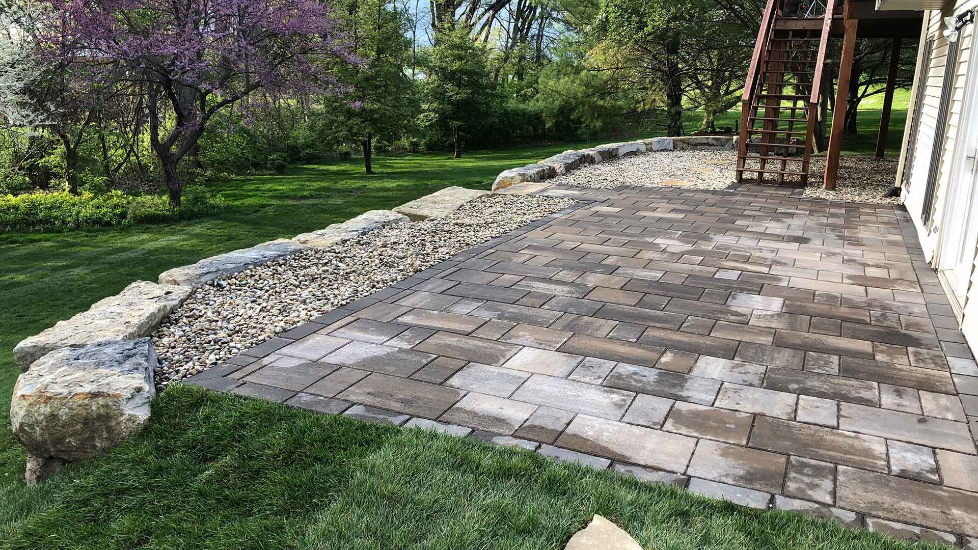 Edwardsville Backyard Makeover with Custom Patio, Retaining Wall, Steps & More