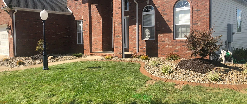 Our recent client's front yard newly renovated with landscape beds in Glen Carbon, IL. 