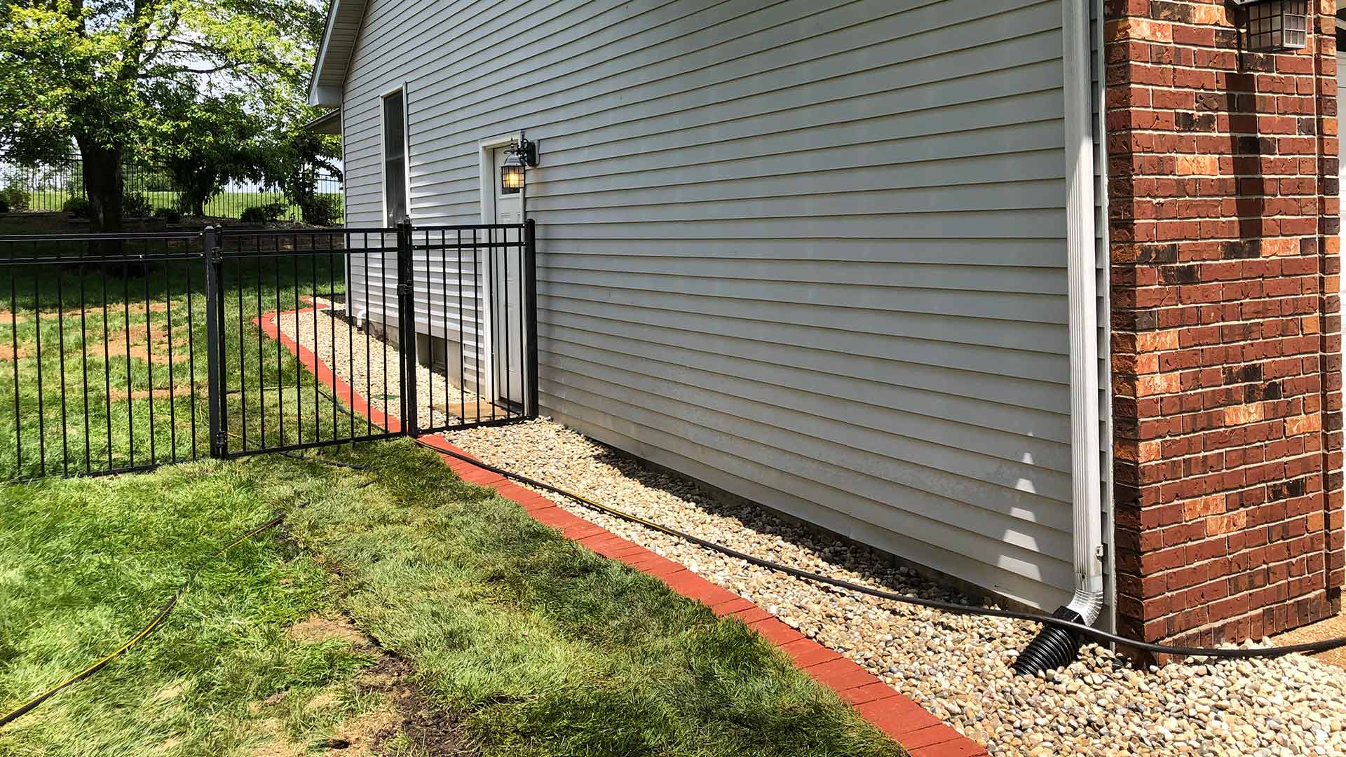 Drainage system installed at a home in Moro, Illinois.