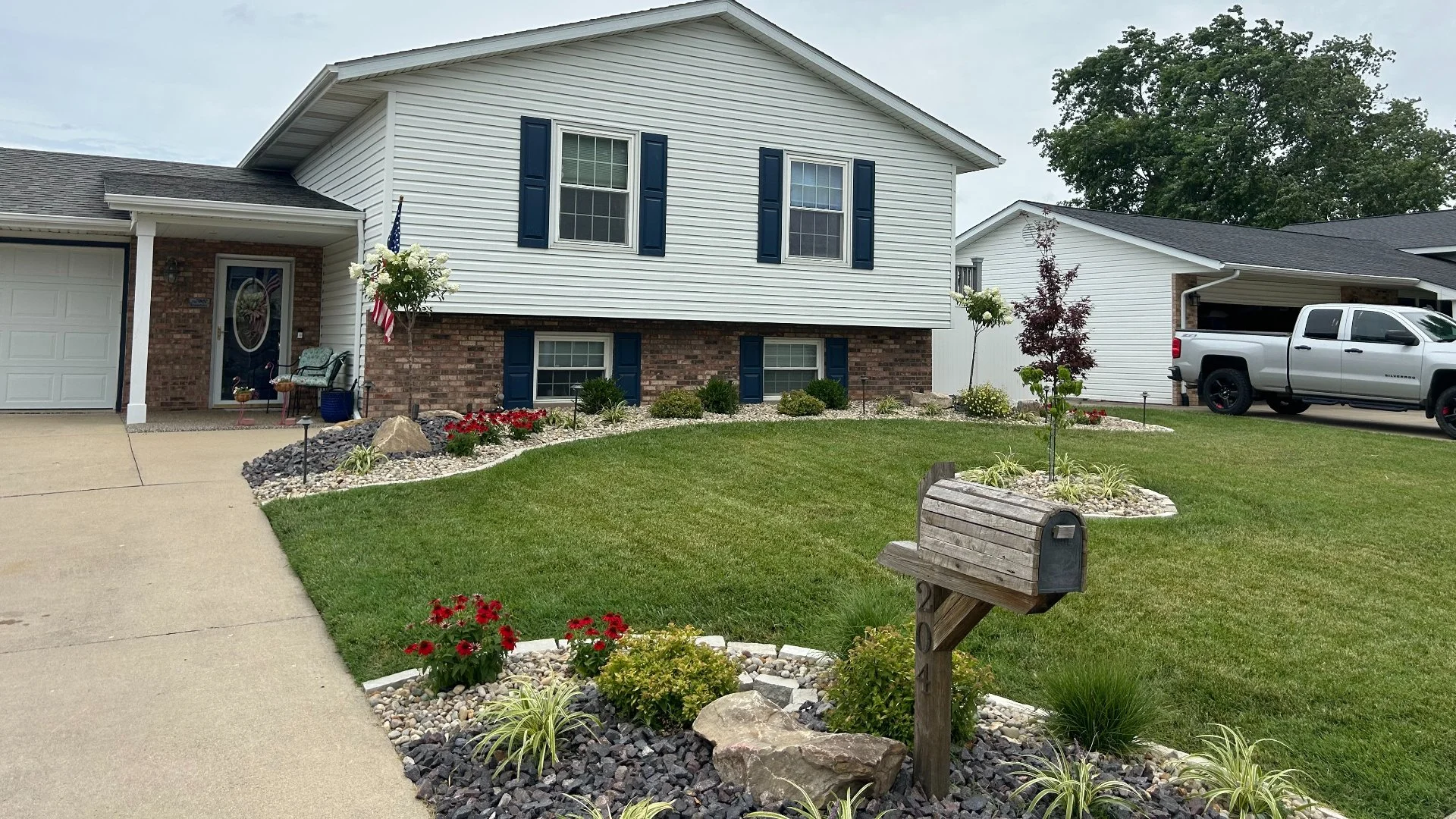 Edwardsville, IL Front Yard Transformation - New Landscape Beds & Outdoor Lighting