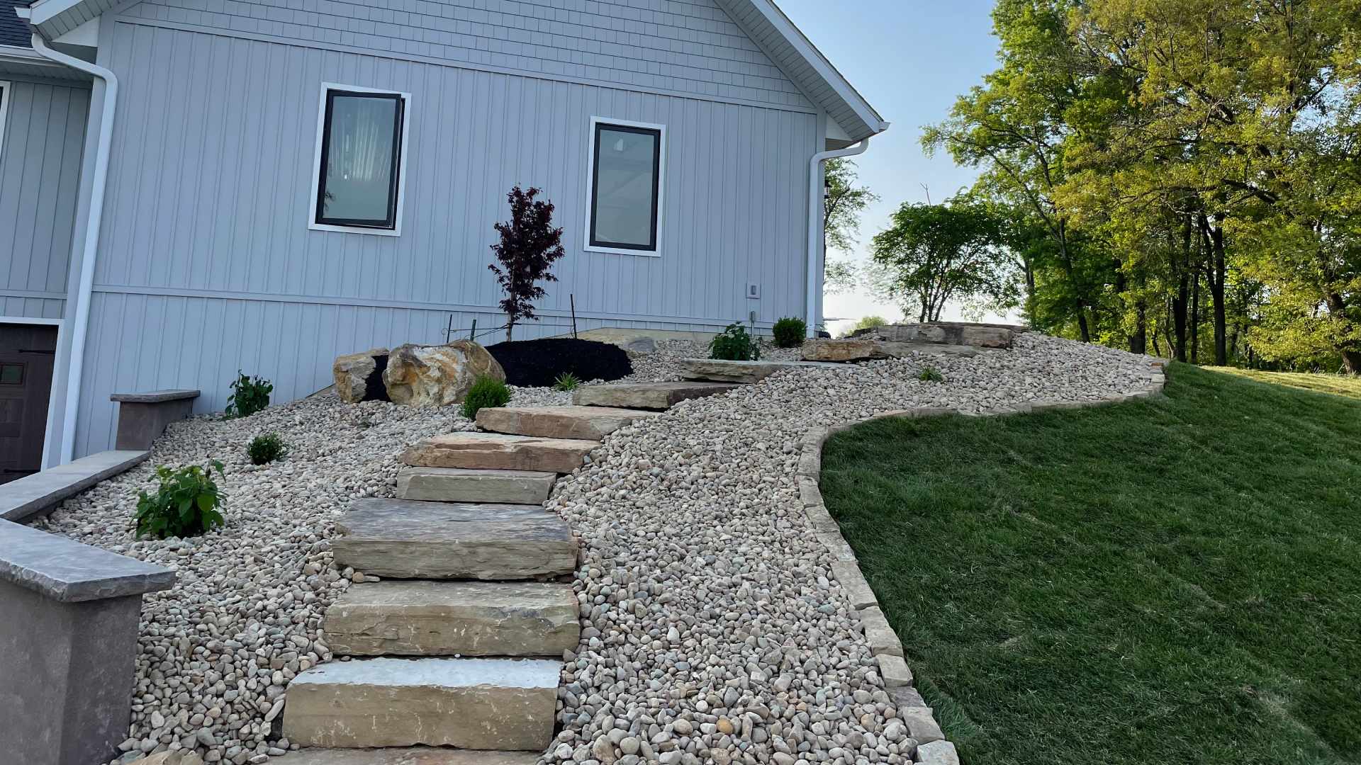 Outdoor Step & Landscape Bed Installation Project in Greenville, IL