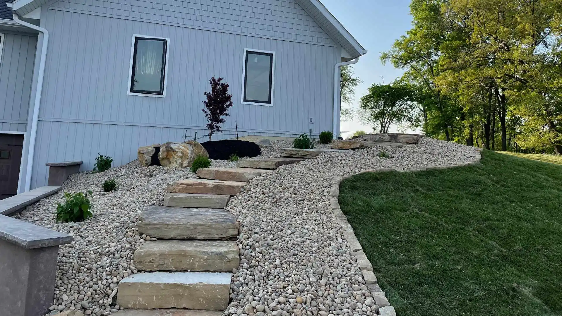 Outdoor steps for sloped area on property in Jerseyville, IL.