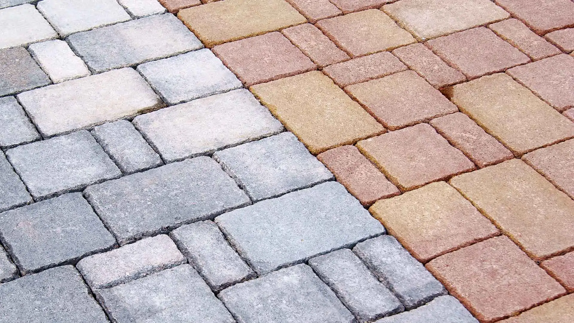 Paver stones on display in various colors near Bethalto, Illinois.