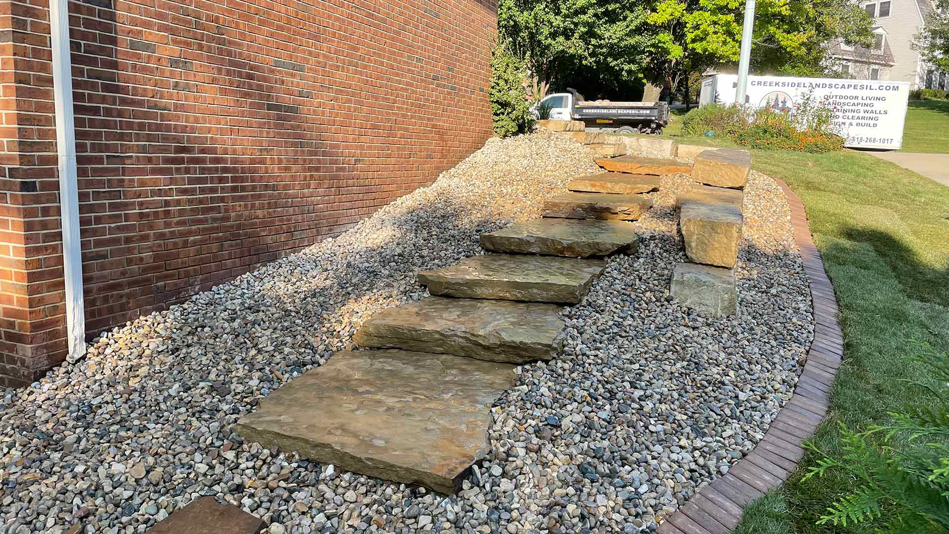 Landscaping Project in Bethalto, IL - Outdoor Steps, Landscape Bed & More