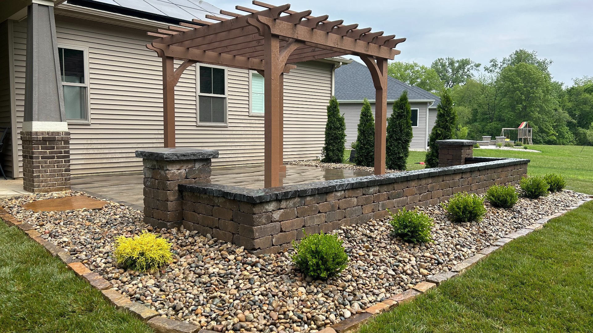 Outdoor Living Space Project in Troy, IL - Patio, Pergola, Retaining Wall & More