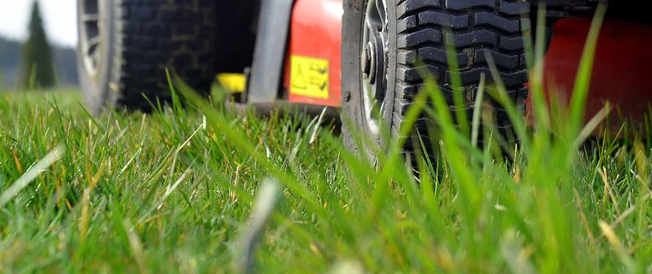 Mower on grass in Edwardsville, IL.