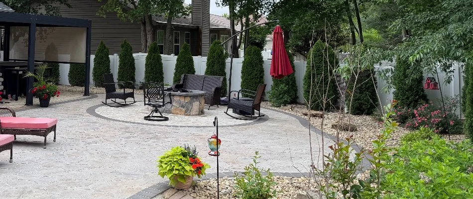 Plants around a patio in Edwardsville, IL.