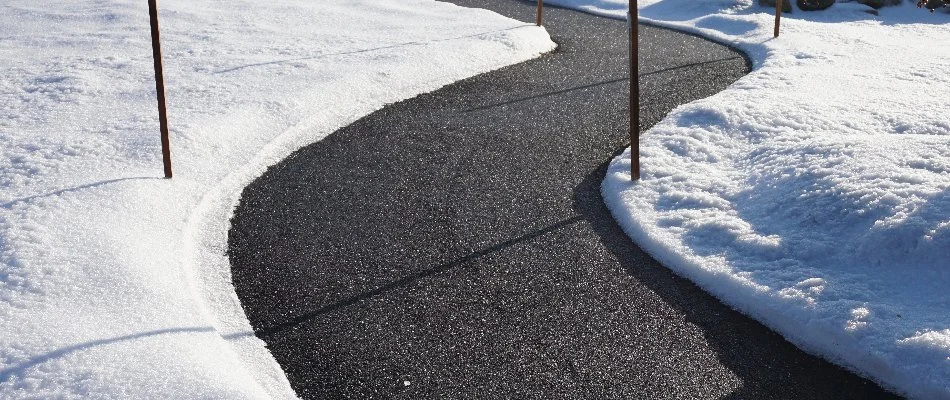 Snow along a cleared walkway in Edwardsville, IL.