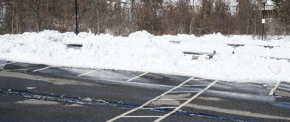 Snow set aside on a parking lot in Edwardsville, IL.