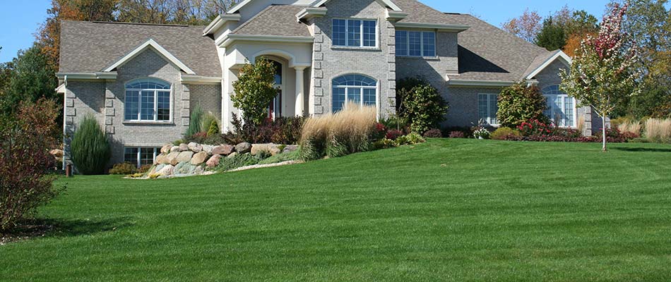 Beautiful green lawn grass at a home in Glen Carbon, IL.
