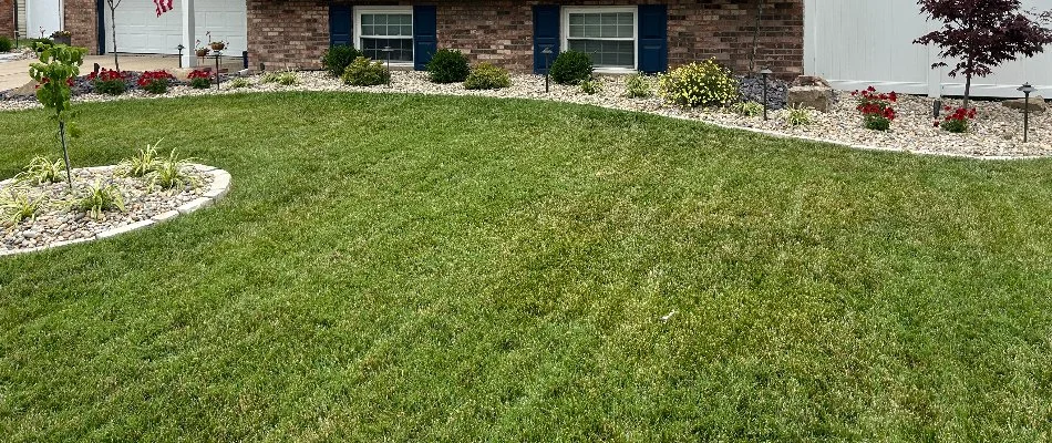 Healthy, green grass and landscape beds in St. Jacob, IL.