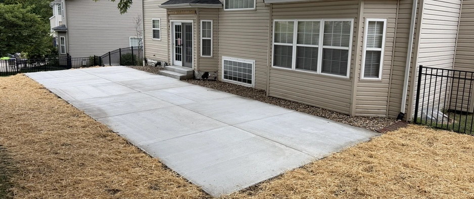 Poured concrete for patio installed in Glen Carbon, IL.