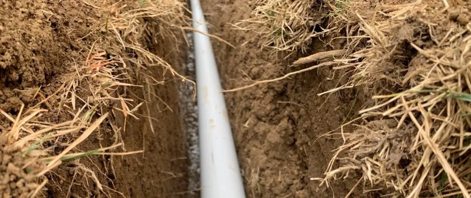 PVC pipe for French drain on a property in Edwardsville, IL.