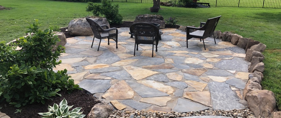 Stone paver patio installed in Jerseyville, IL.